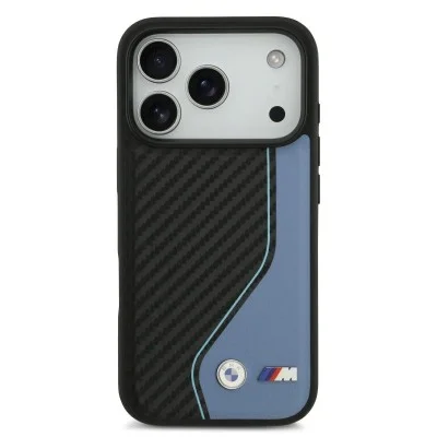 Bmw Iphone 17 Pro Case - Carbon With Color Stitching - Black And Blue